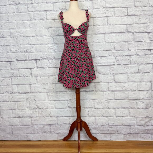 For Love And Lemons Dresses & Skirts - For Love & Lemons Giulia Black Rose Print Bralette Dress